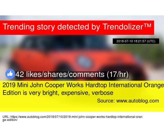 2019 Mini John Cooper Works Hardtop International Orange Edition Is